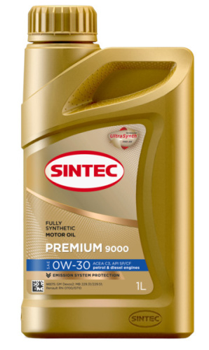 Sintec PREMIUM 9000 SAE 0W-30  API SP/CF ACEA C3 1л синтетика